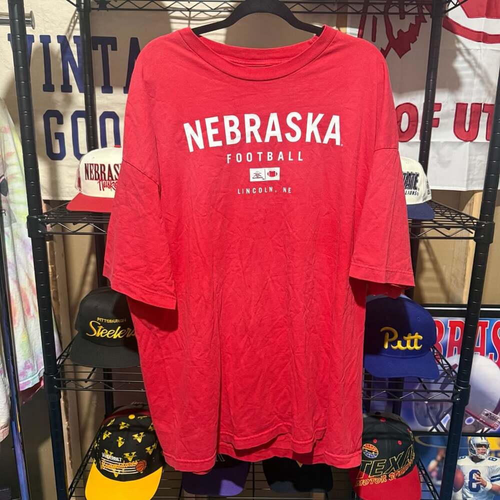 Vintage Champs Sports Nebraska Football T-Shirt Size XXL Red